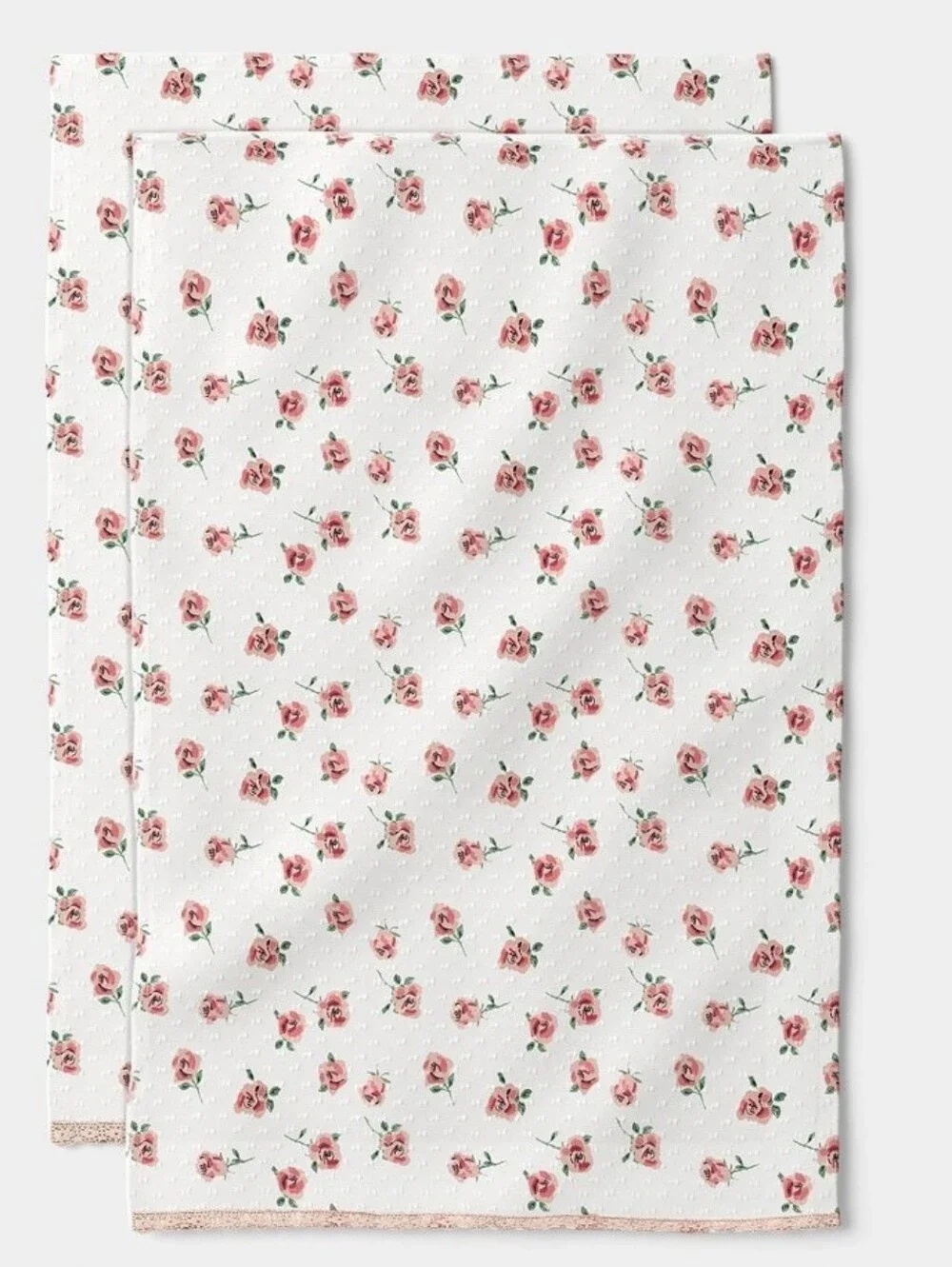 New!2pc Room Essentials Pink Rose Print Cotton Kitchen Towels Shabby Chic Y2K